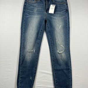 Judy Blue Dark Wash Distressed Straight Leg Jeans
